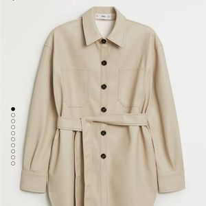 Mango Cream Faux Leather Shirt